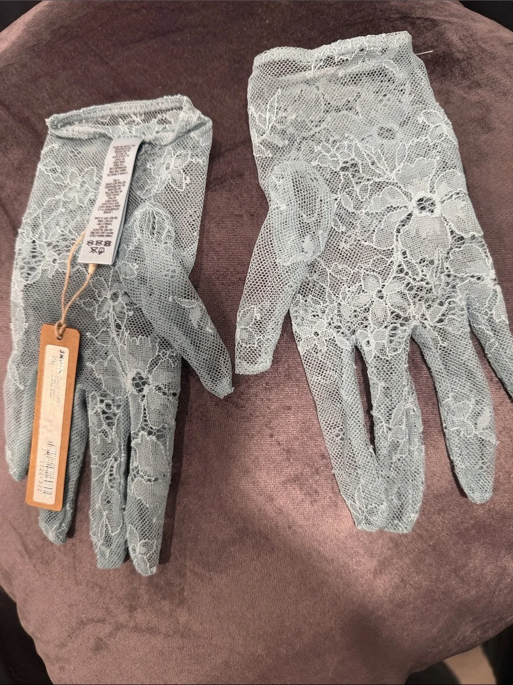 SKIMS ULTRA FINE LACE MESH GLOVES DENIM